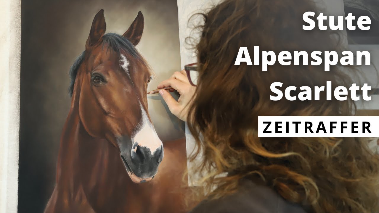 Pferdeportrait zeichnen lassen in Pastell / Pferd Alpenspan Scarlett
