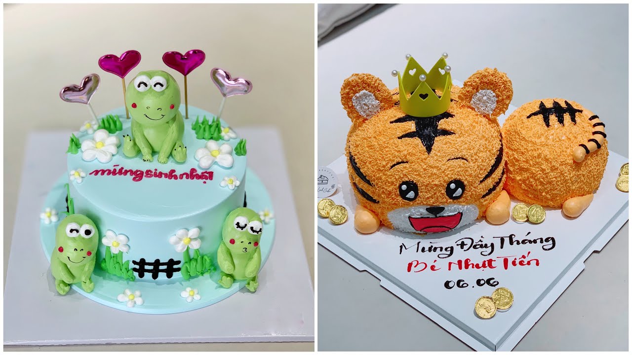 Làm bánh kem con ếch, bánh kem con hổ | tiger cake, crop cake