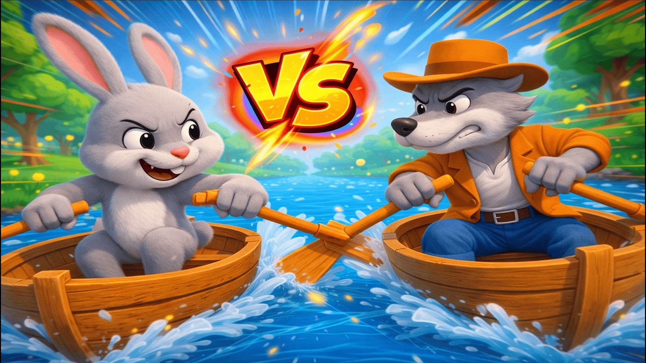 🐰⚡IEPURAȘUL vs LUPUL - Cine câștigă cursa? 😱 Desene Animate si Cântece pentru Copii