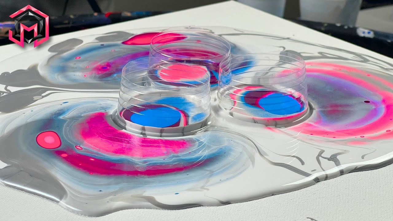 THREE Cups ONE Canvas STUNNING Results!! Acrylic Pour Painting and Fluid Art at Home