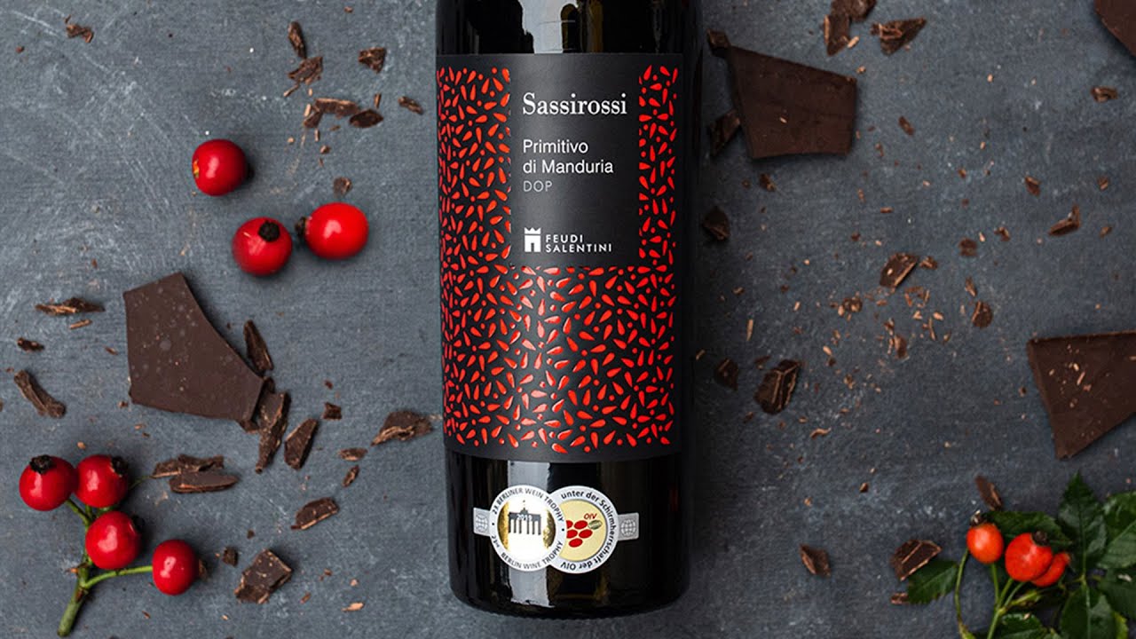 Polecane włoskie wino Feudi Salentini Sassirossi Primitivo di Manduria ze szczepu primitivo