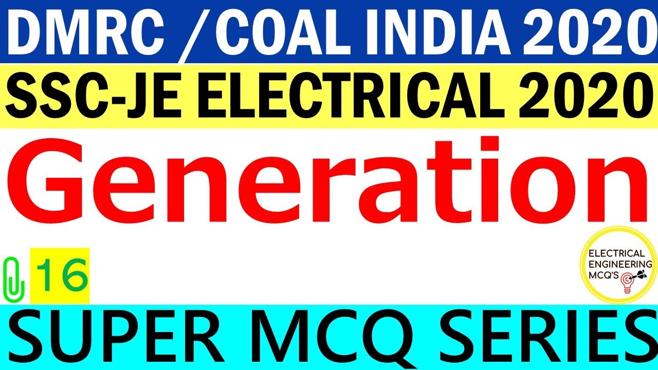 GENERATION MCQ | SSC-JE | DMRC | 2020 | Class 16 |  हिंदी 🔴