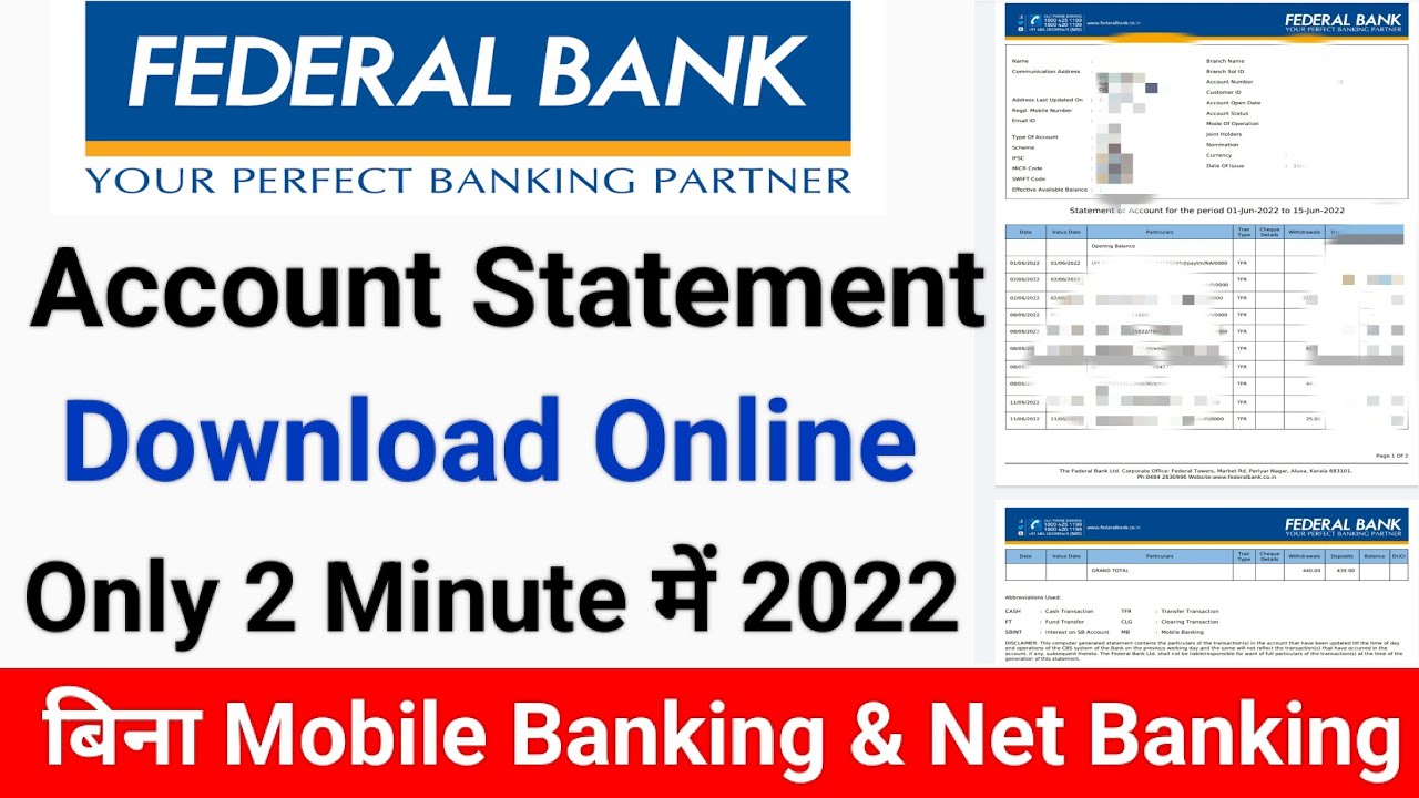 Federal bank account statement download | How to download federal bank account statement