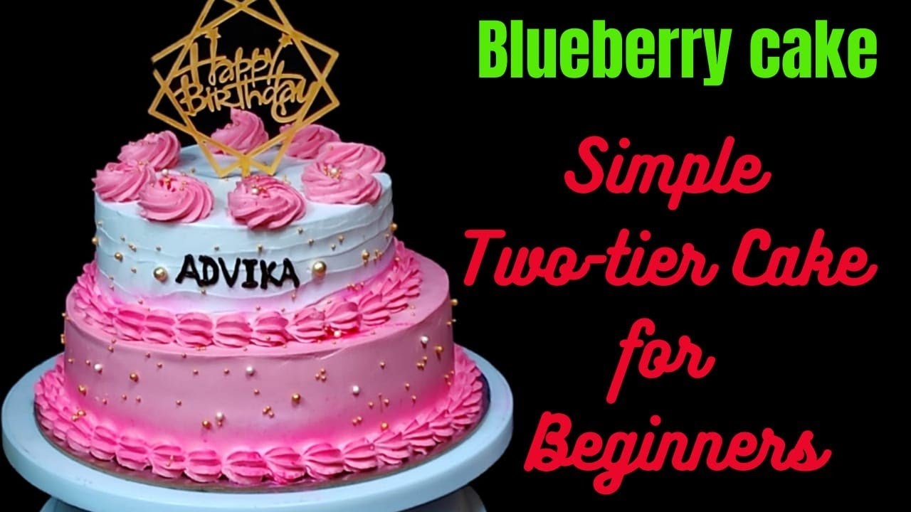 Simple 2tier cake designs for beginners💜||Blueberry cake malayalam