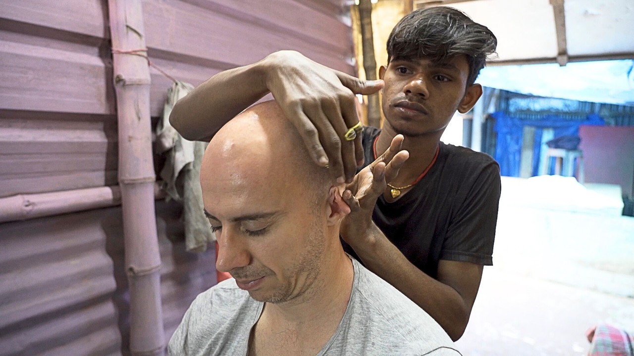 WOW! Young Barber’s Fast Hands | Unbelievable ASMR Head Massage Under a Shack