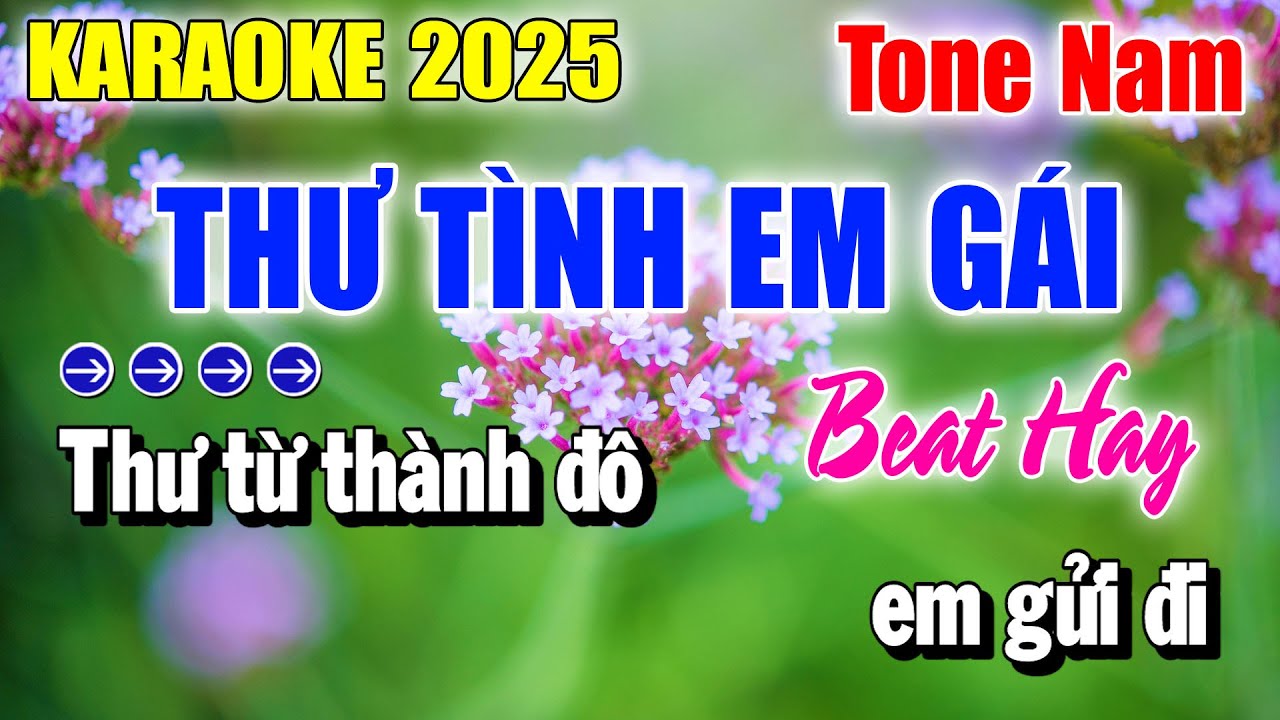 Karaoke Thư Tình Em Gái Tone Nam | Beat Cực Hay | Karaoke Thanh Duy