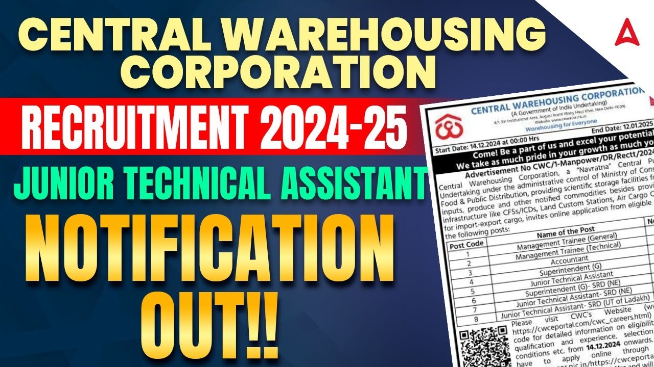 CWC Recruitment 2024 | Notification Out | Central Warehousing Corporation Recruitment 2024