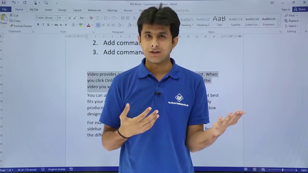 MS Word - Customize Ribbon