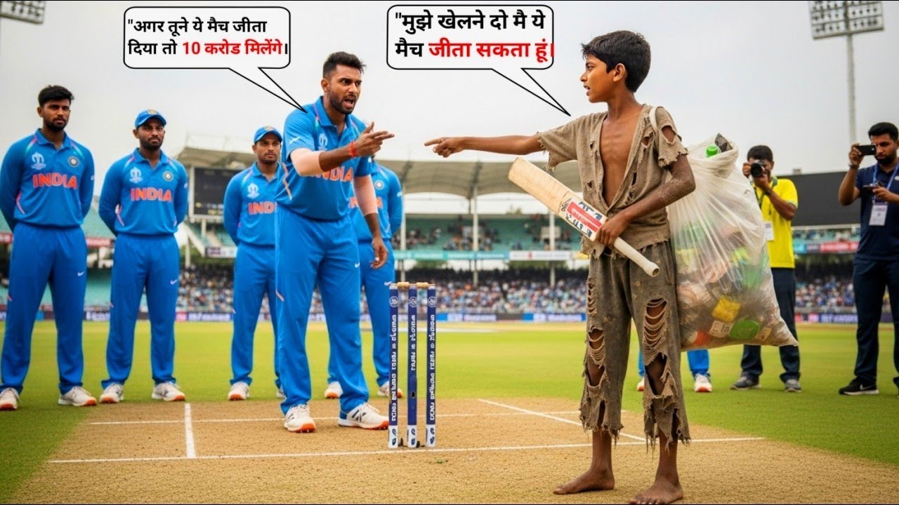 जिस बच्चे को सबने भिखारी समझा | उसी ने तीन गेंदों में तीन छक्के मारे 100 करोड़ का मैच जिता दिया ।