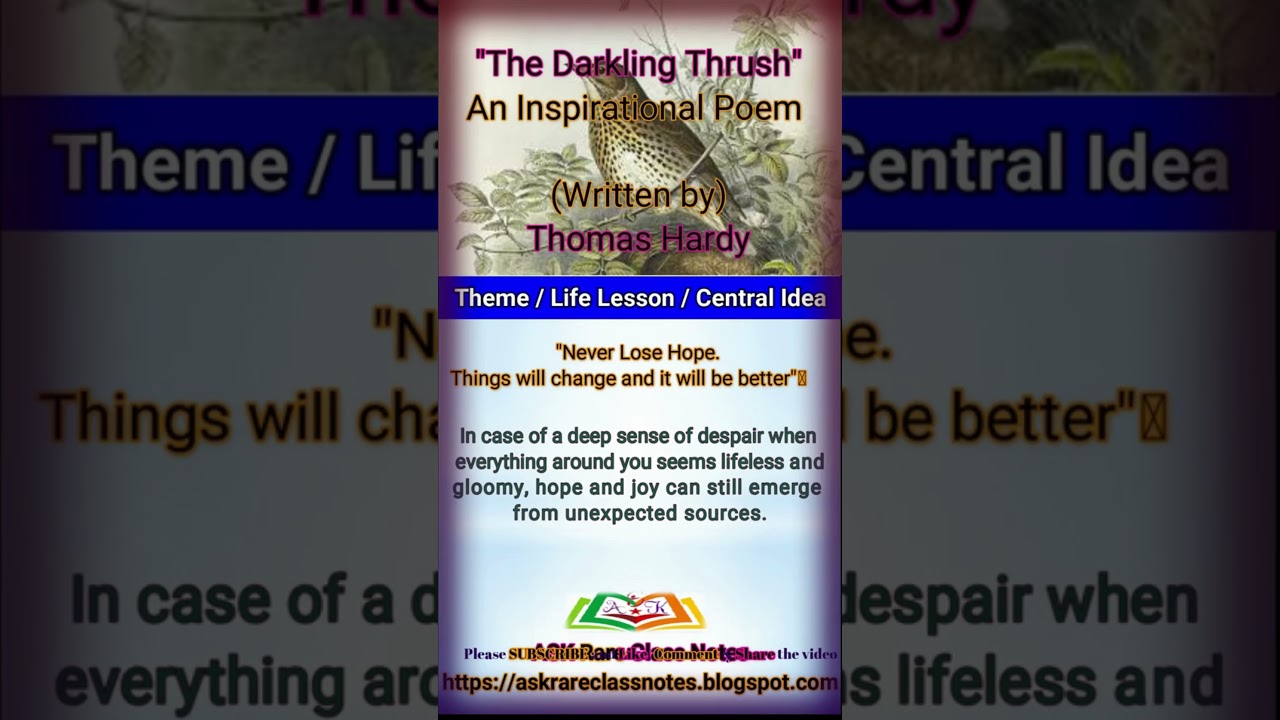 &ldquo;The Darkling Thrush&rdquo; #poem #by #thomas #hardy #lifelessons #centralidea #englishpoetry #summary