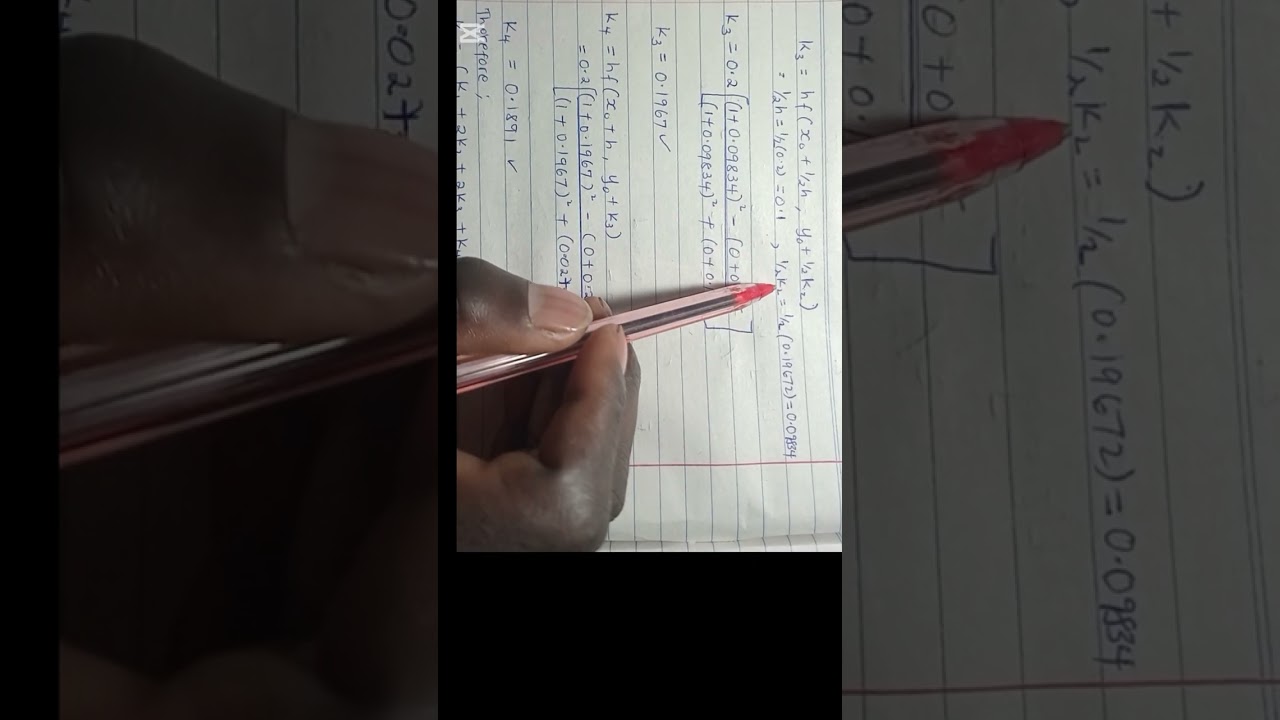 How to solve numerical differential equation using 4th order runge kutta method