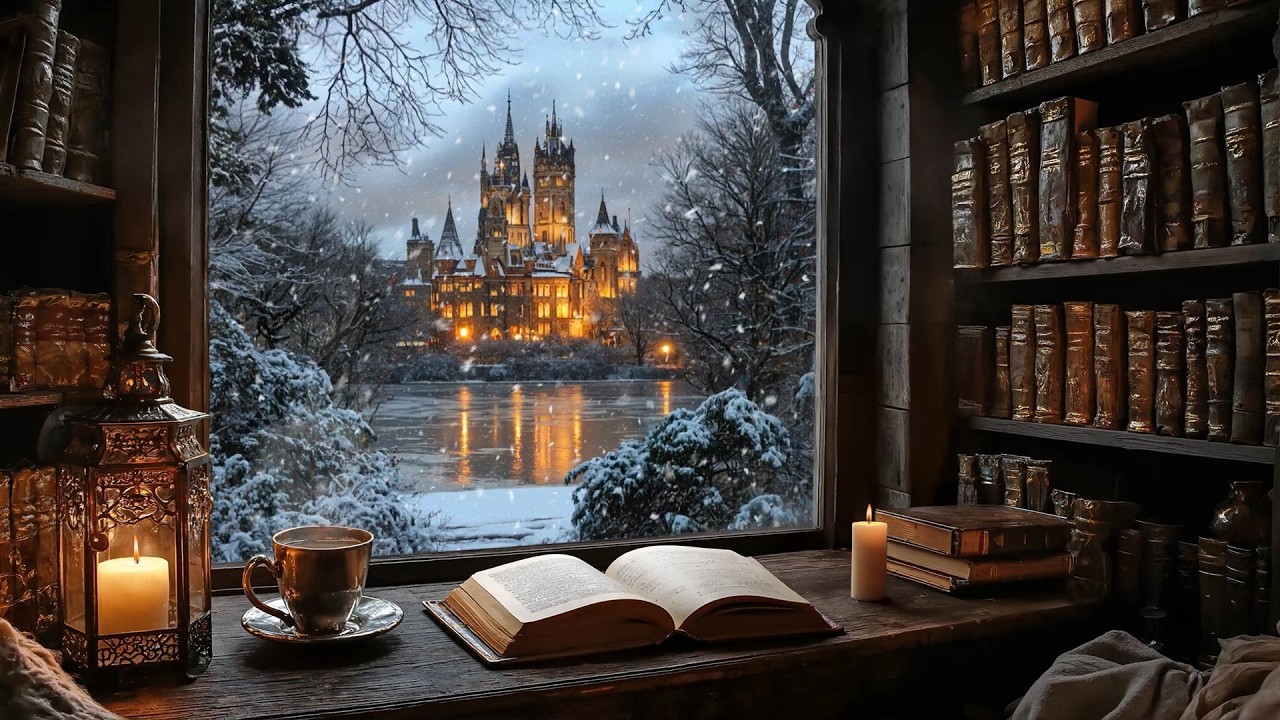 Quiet Winter Study by the Window | Dark Academia Music in a Gothic Victorian Library