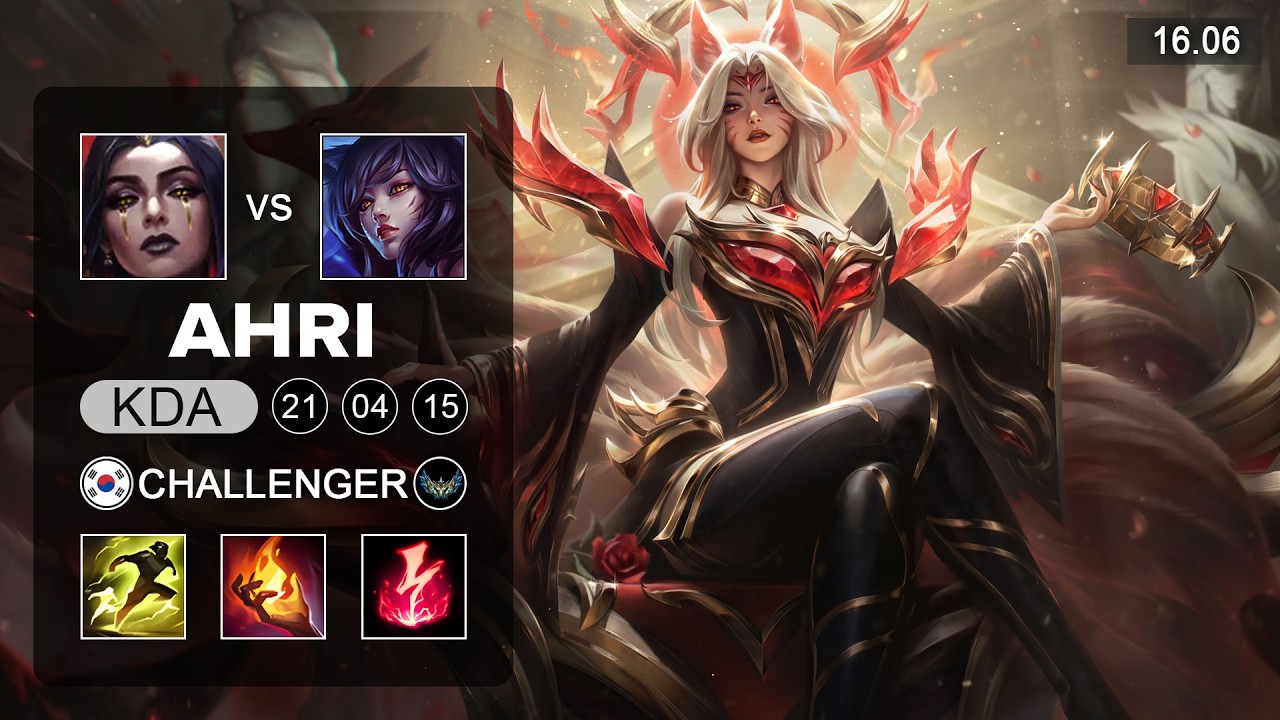 Ahri vs LeBlanc Mid - KR Challenger - Patch 16.06 Season 16