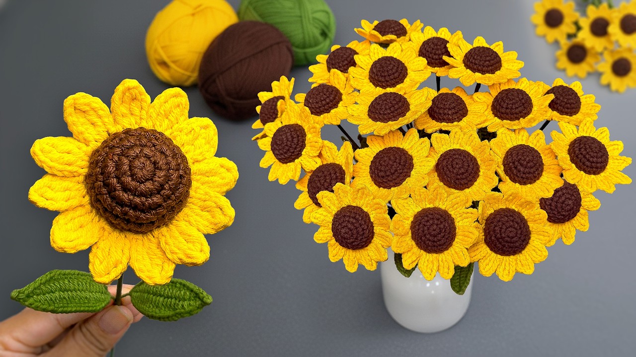 Teje Girasoles de Crochet en Casa | Tutorial Fácil y Detallado 🌻