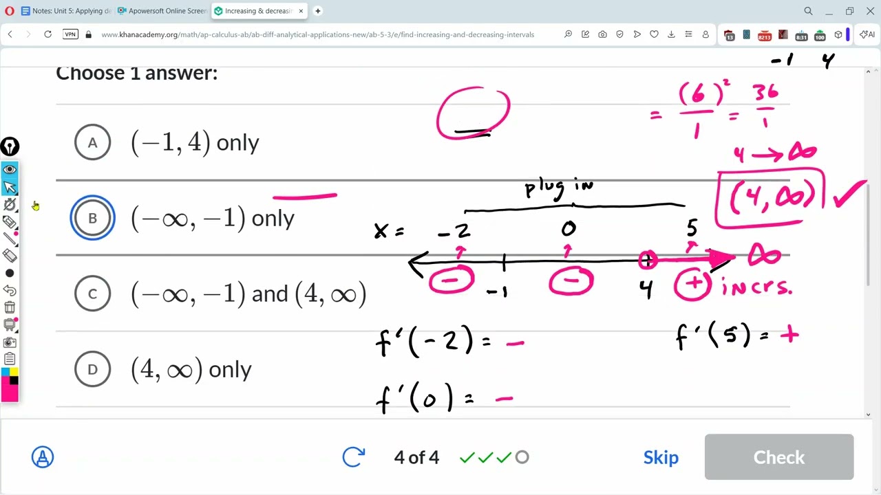 Возрастающие и убывающие интервалы: Khan Academy: AP Calculus