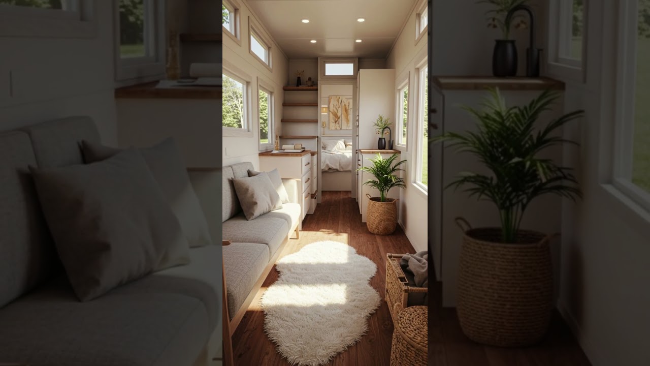 Tiny House Cozy Interior Design 🌿 #TinyHouse #CozyInterior #TinyHomeDesign #SmallSpaceLiving