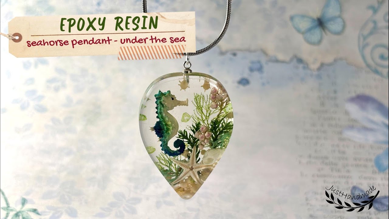 How to make an epoxy resin seahorse jewelry - step by step tutorial / ocean - sea themed pendant DIY