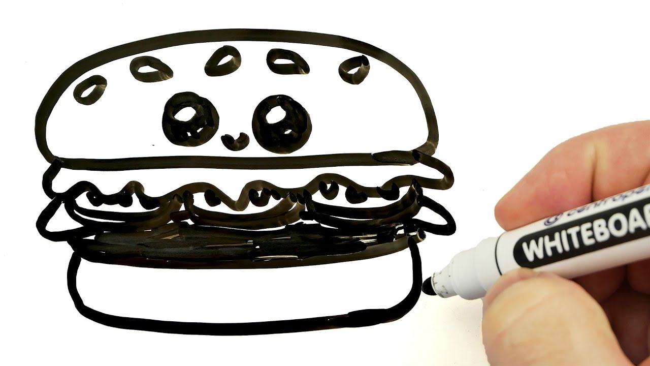 How to Draw a Cute Hamburger Easy 🍔 Drawing on a Whiteboard