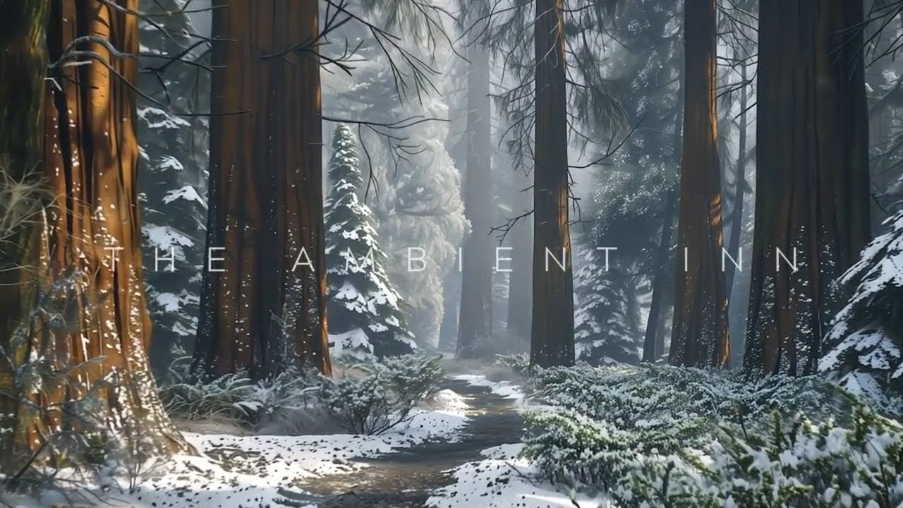 Snowy Forest Walk with Soft Ambient Music • 10-Hour Winter Ambience for Sleep & Relaxation
