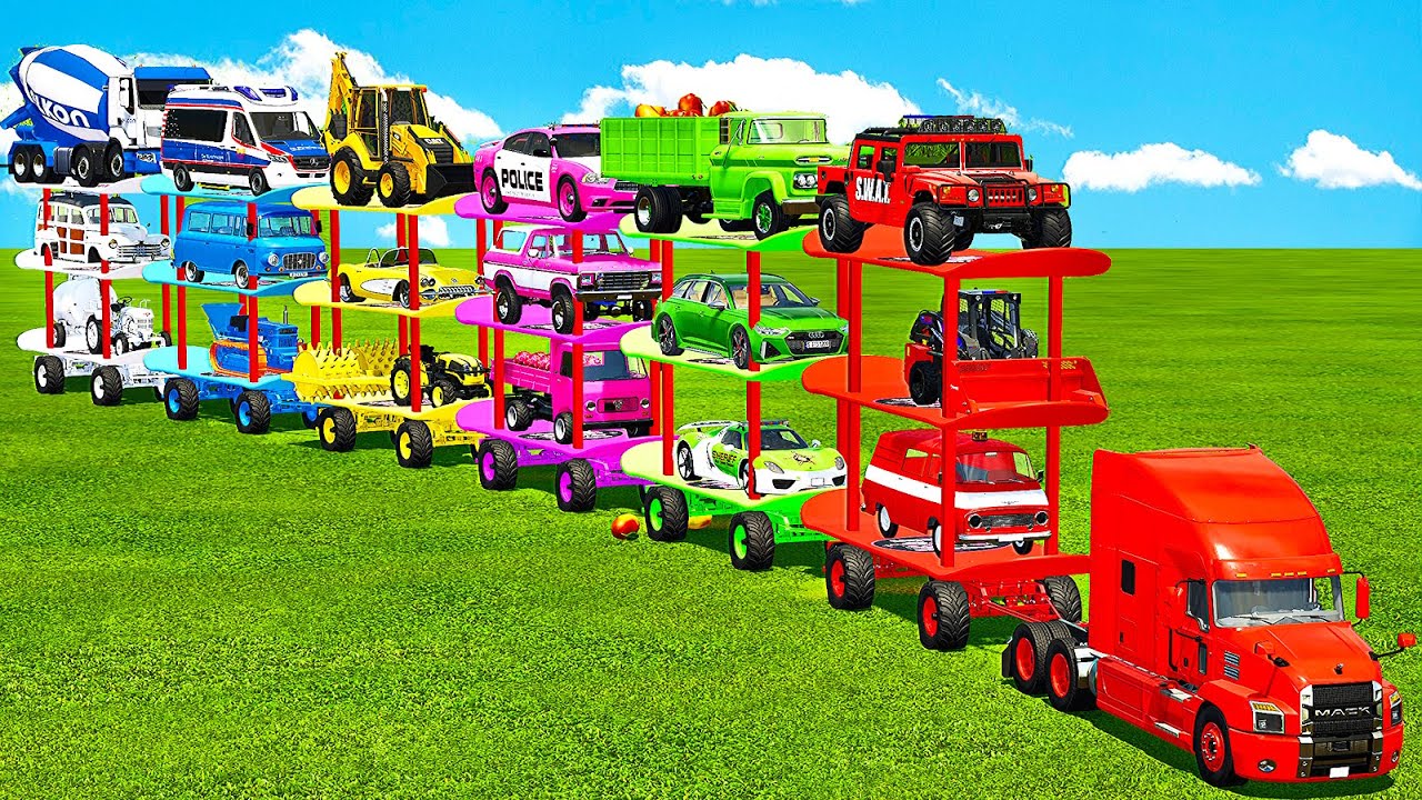 ALL IN ONE JOBS SIX COLLORS TRIPLE SKATEBOARD TRAILERS OVERSIZED TRANSPORT! Farming Simulator 22