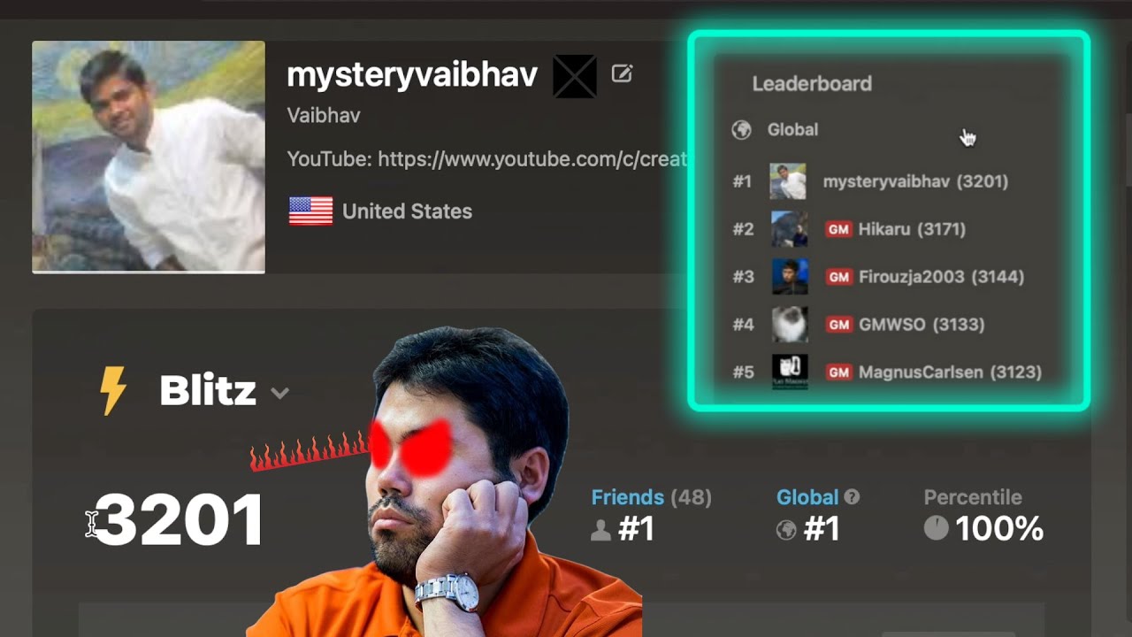 I became the highest rated Blitz player on Chess.com for 5 minutes || Hikaru Nakamura Triggered