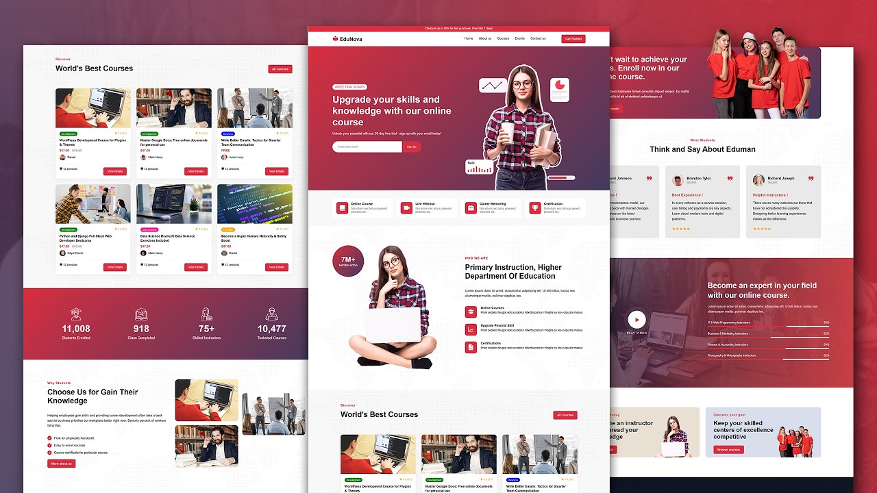 Create A Responsive  Education Website Design - HTML / CSS  / JavaScript From Scratch