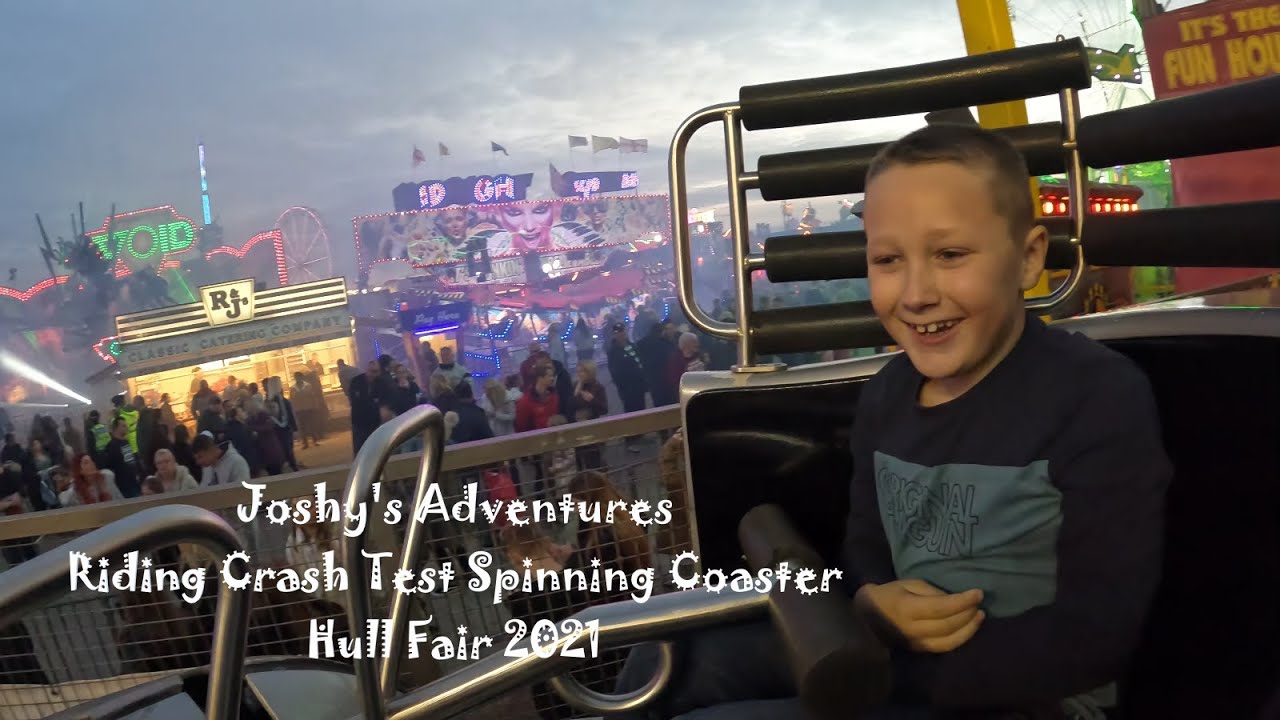 Joshy's Adventures riding Crash Test Spinning Coaster at Hull Fair 2021
