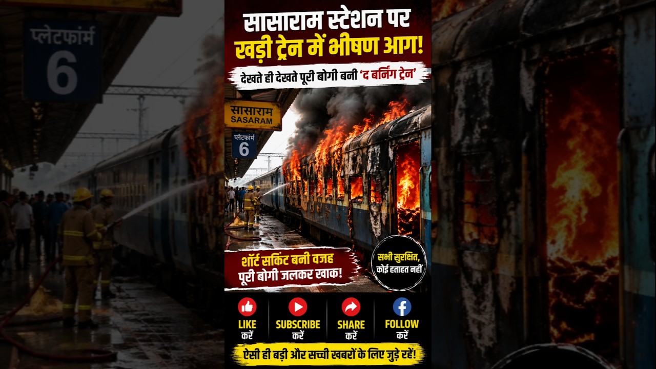 Sasaram-Patna Passenger Train Catches Fire at Sasaram Railway Station | Burning Train News
