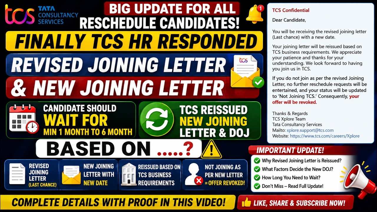 🚨TCS Finally Responded! Revised Joining Letter & New DOJ Update | 1&ndash;6 Month Wait & Offer Revocation?