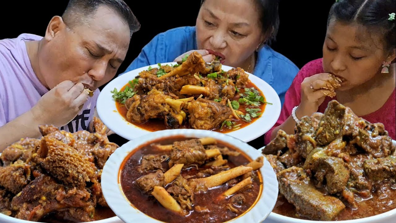 MUTTON BHUNA, MUTTON PAYA, MUTTON SPICY LIVER & MUTTON TRIPE INDIAN MUKBANG