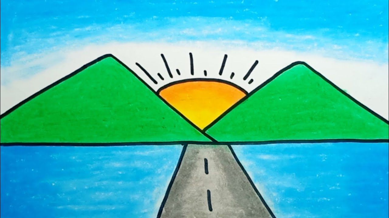 Cara Menggambar Pemandangan Gunung Yang Mudah |How To Draw Mountain Scenery Very Easy