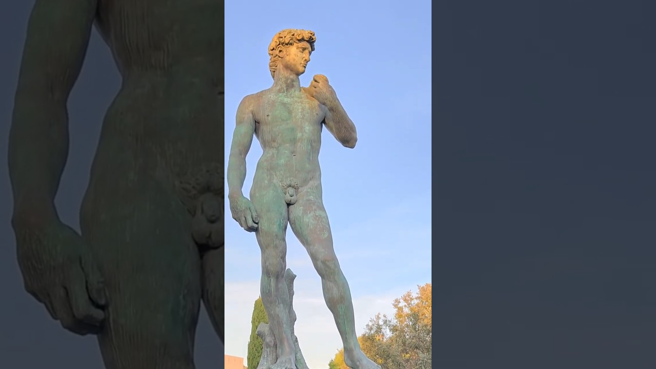 Michelangelo's David replica statue, Nice, French Riviera, C&ocirc;te d'Azur, Provence, France.