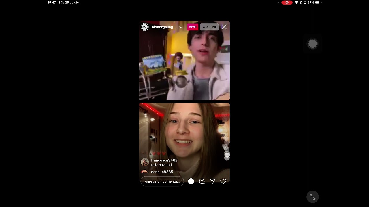 🍋🍋🍋AIDAN GALLAGHER- instagram livestream/25/12/21 🍋🍋🍋