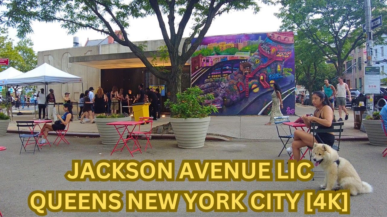 Friday 7 PM in Jackson Avenue Long Island City. New York City Walking Tour [4K]