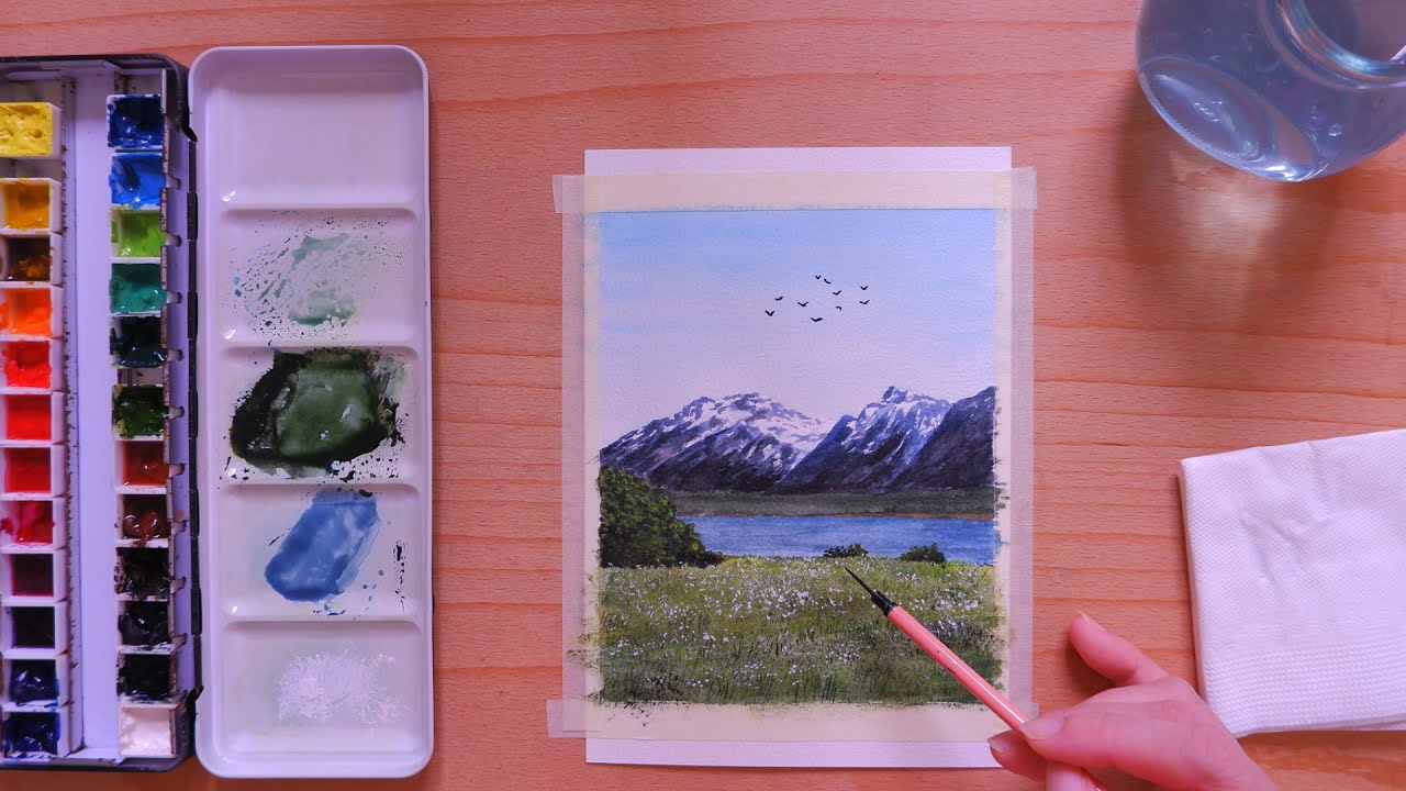 Easy Painting for Beginners / Mountain Scene In Watercolor