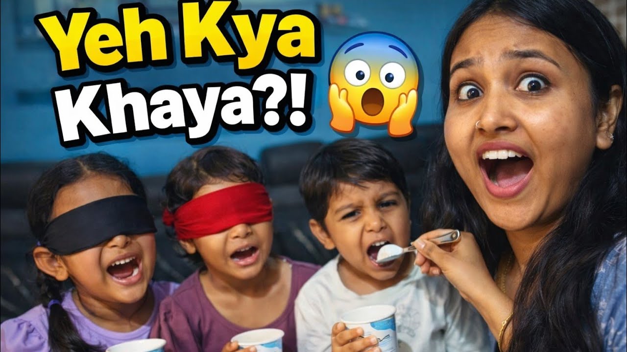 3 kids guessed the food challenge .😋