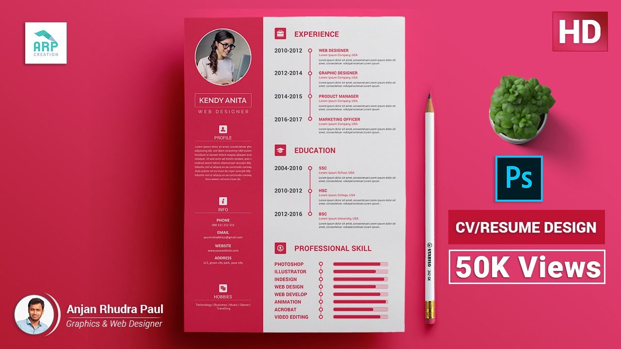 How to Create a CV/RESUME template in Photoshop : ✪ Photoshop Tutorial ✪