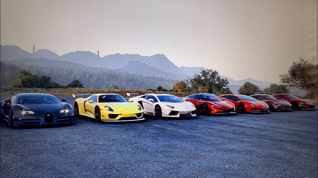 FH5 drag race Bugatti Veyron SS 918 spyder Aventador LP Speedtail Aventador SVJ  AMG ONE Vs TS-RS