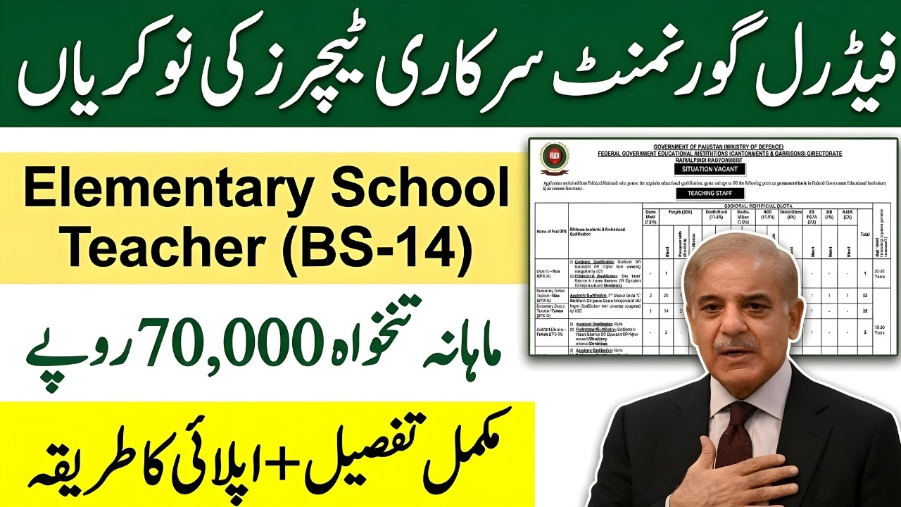 Elementary School Teacher Jobs 2026 | FGEI Jobs 2026 Online Apply | FGEI Test Preparation 2026