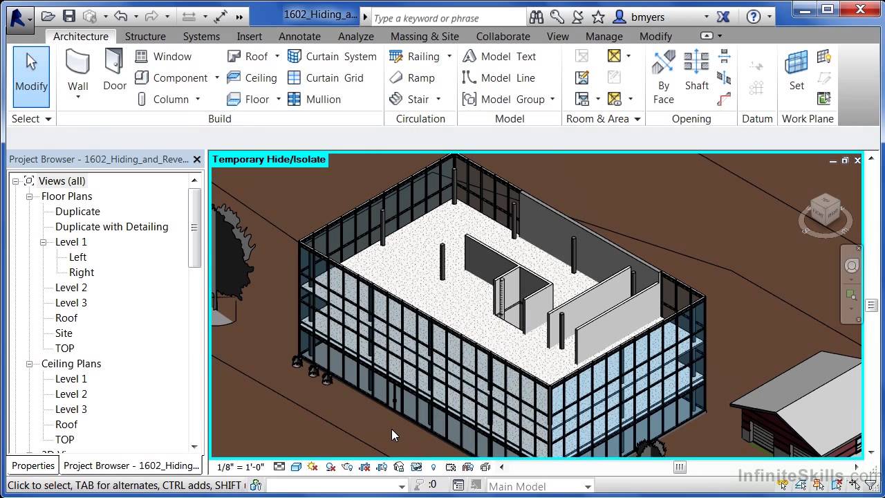 Autodesk Revit Architecture 2014 Tutorial | Hiding And Revealing Elements