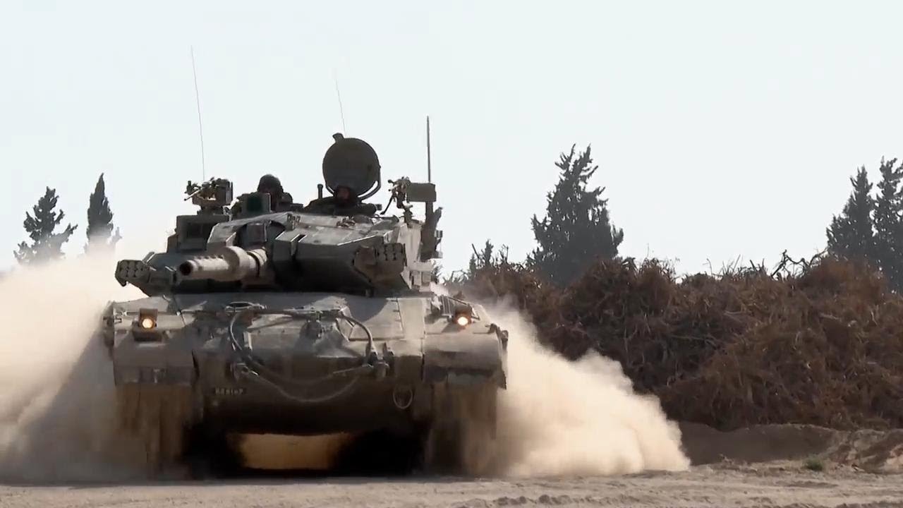 Tanks manoeuvre in southern Israel near border area with Gaza as war grinds on