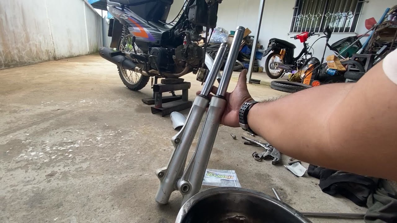ต่อแกนในโช๊คหน้า เวฟ100 เพิ่มความสูงเเบบง่ายได้ระยะยุบตัวเพิ่ม