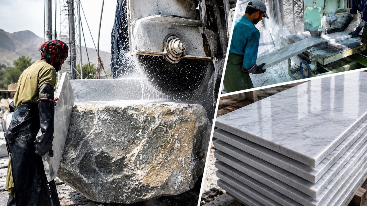 Inside the Marble Factory | Giant White Stone Turned Into Luxury Marble Slabs