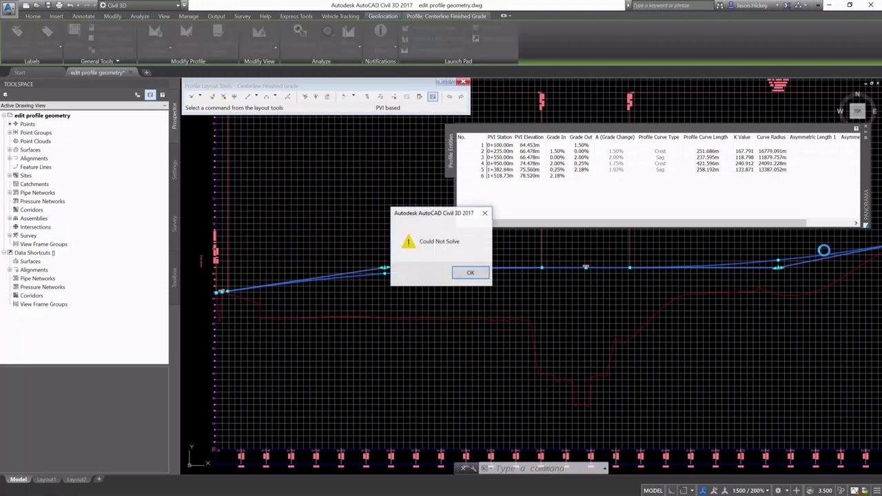 Autocad Civil 3D:- Lesson 2.8: Edit profile geometry