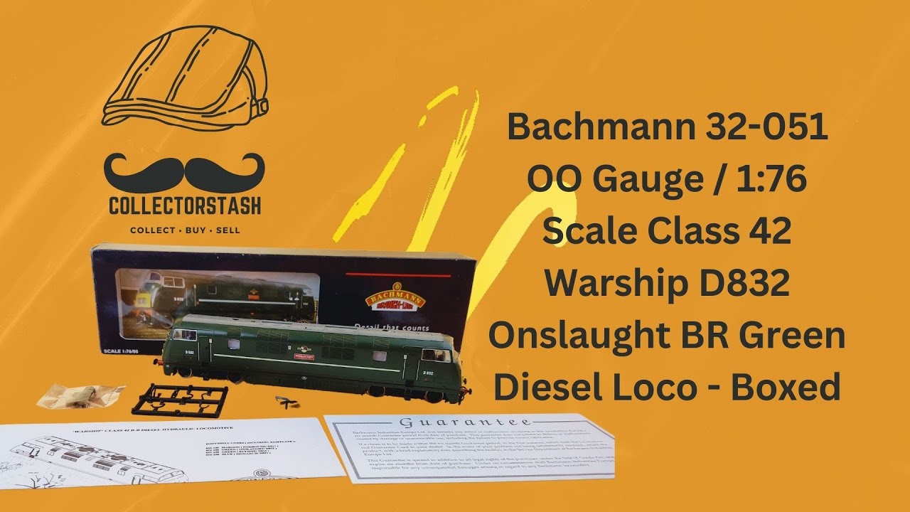 Bachmann 32-051 Class 42 Warship D832 Onslaught BR Green Diesel Loco - Boxed