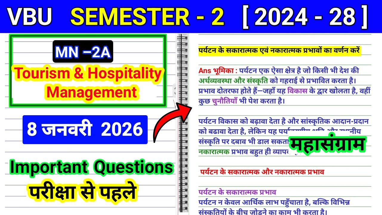 Paryatan ke sakaratmak AVN nakaratmak prabhavon l mn 2a tourism hospitality management questions bc 