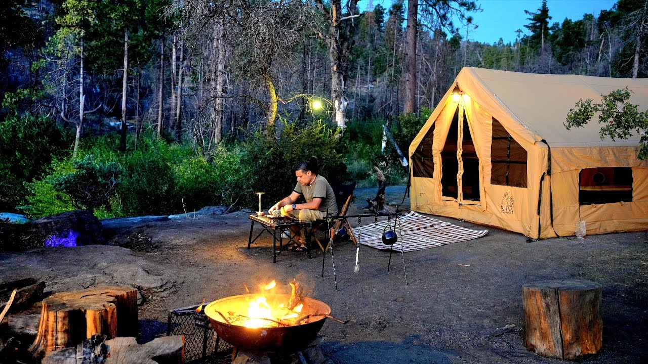 Peacefull Solo Camping by the Creek in California forest /Silent Camping ASMR