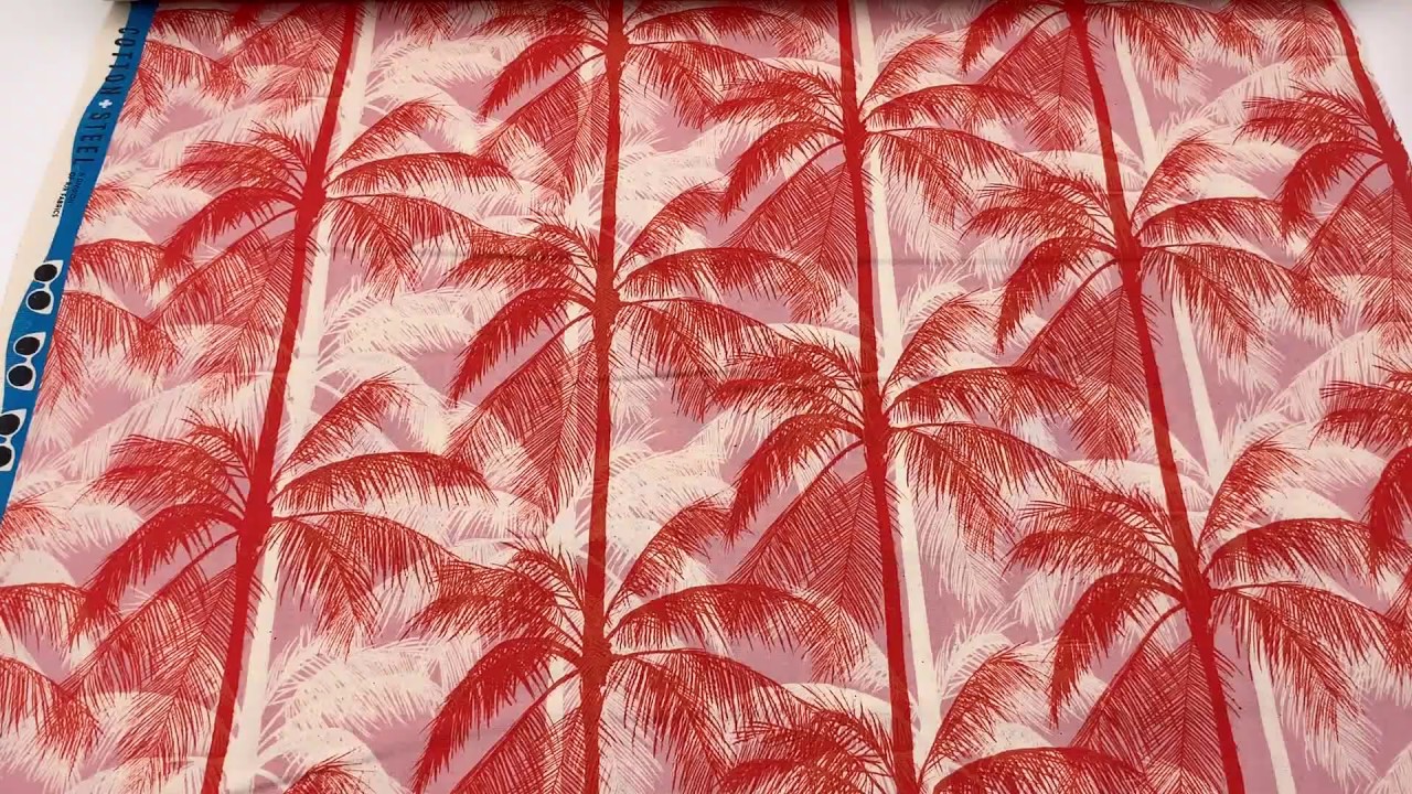 Cotton and Steel palm tree fabric