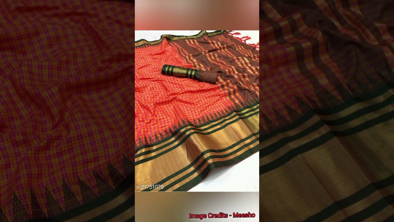 Check Design Cotton Silk Sari 🥻 #cottonsilksarees #cottonsilk