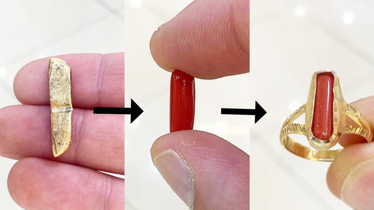 Making a Gold Coral Ring | Gold Moonga Stone Ring | Jewelry Making | How it’s Made | 4K Video